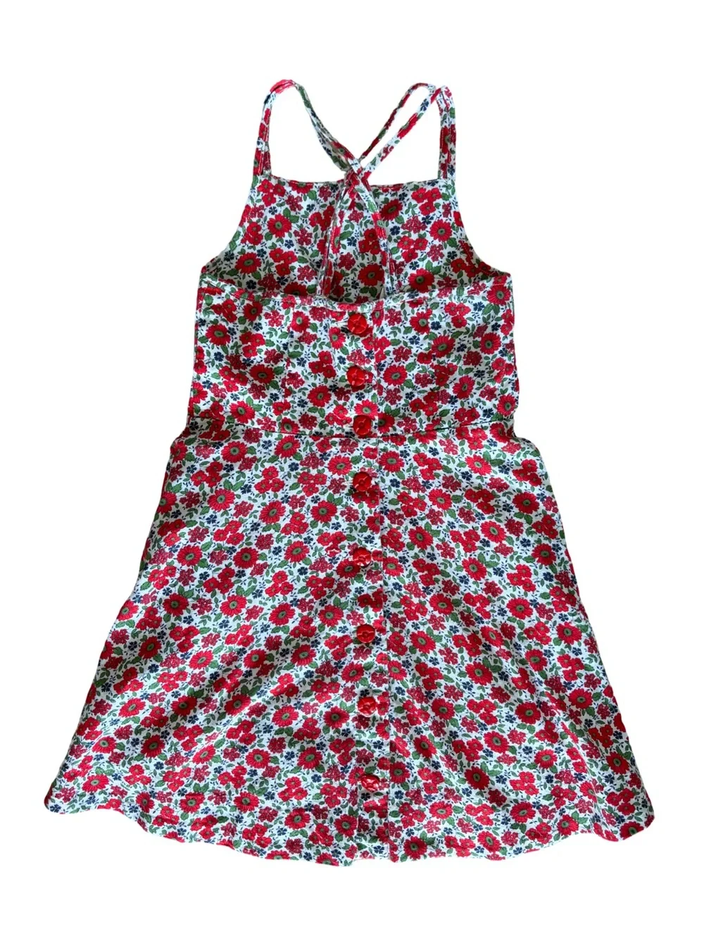 Polo Ralph Lauren Girls Floral Sundress Red White Pocket Dress Size 5